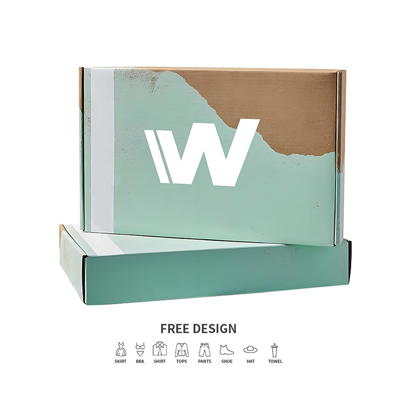 Blågröna korrugerade kläder förpackningslådor