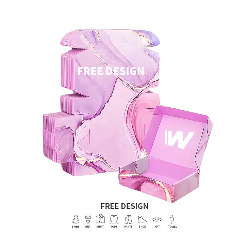 Lila marmor korrugerade kläder förpackningslådor